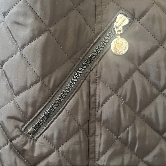 Betsey Johnson Short Black Quilted Trench Coat - Picture 5 of 10